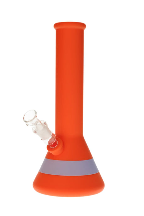 Thick Ass Glass Silicone Beaker Bong in Orange with Durable Design, Front View
