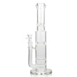 1Stop Glass 16" Clear Thick Glass Monster Bong with Triple Percs, Front View on White Background