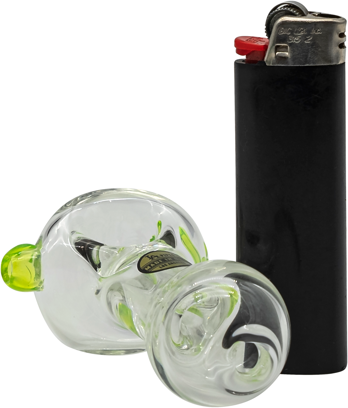 LA Pipes Thick Glass Spoon Pipe in Assorted Colors with Deep Bowl - Side View