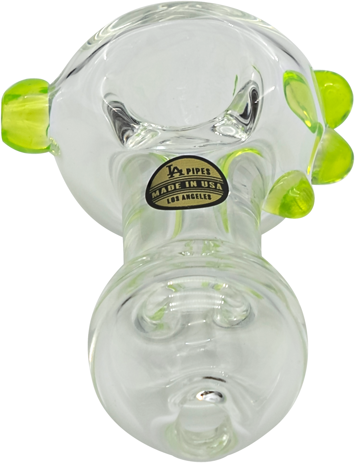 LA Pipes - Thick Glass Spoon Pipe with Neon Highlights - Front View
