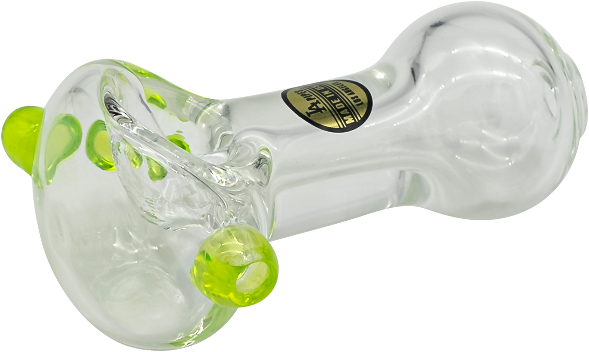 LA Pipes - Thick Glass Spoon Pipe with Assorted Color Accents - 4" Side View