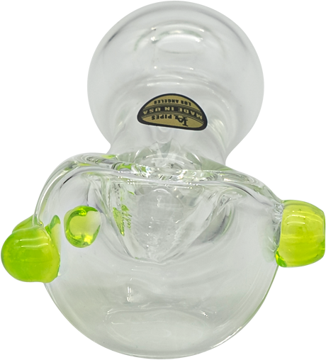 LA Pipes Thick Glass Spoon Pipe with Neon Accents - Top View, 4" Borosilicate