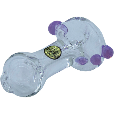 LA Pipes Thick Glass Spoon Pipe in Purple Slime, 4" Borosilicate, Angled Side View