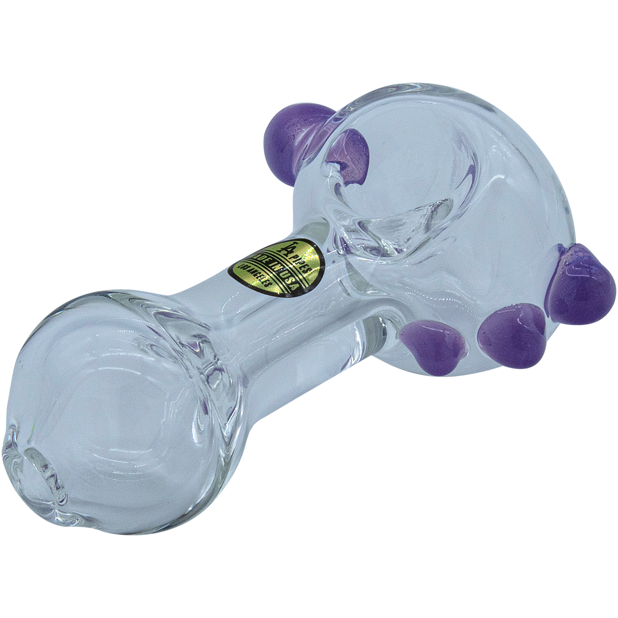 LA Pipes Thick Glass Spoon Pipe in Wisteria, 4" Borosilicate with Side View