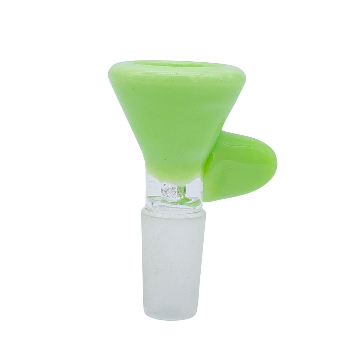MAV Glass Thick Handle Bowl in Lime Green 14mm, Front View on Seamless White Background