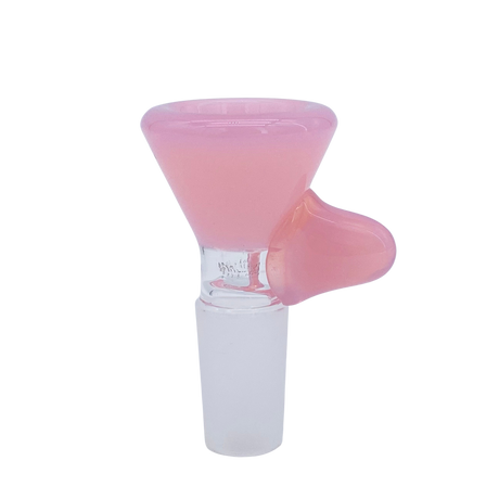 MAV Glass Thick Handle Bowl in Pink, 14mm, Clear Joint - Side View on White Background