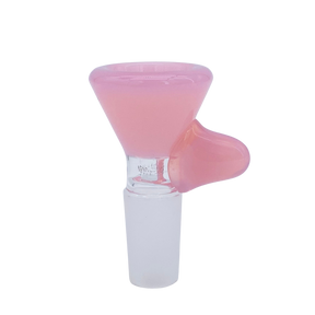 MAV Glass Thick Handle Bowl in Pink, 14mm, Clear Joint - Side View on White Background