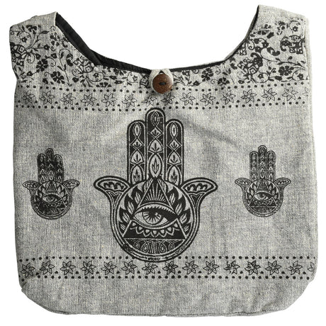 ThreadHeads Blackwork Print Cotton Sling Bag in Gray with Closable Button