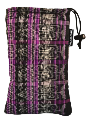 ThreadHeads padded drawstring pouch in assorted colors, front view on white background