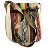 ThreadHeads Hemp Shoulder Bag with Rasta Multicolor Design, Asymmetrical Shape, Front View
