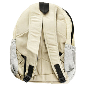 ThreadHeads Himalayan Hemp Backpack with large green leaf design, front view on white background