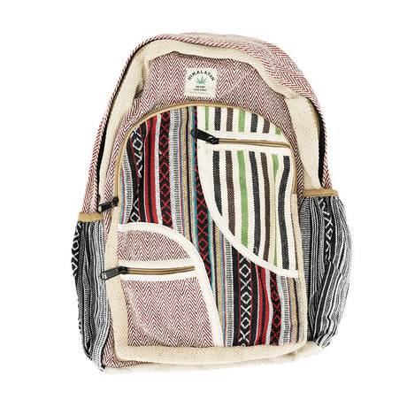 ThreadHeads Himalayan Hemp Backpack with Funky Pockets displayed on a white background