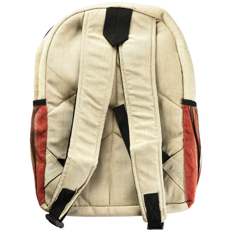 ThreadHeads Himalayan Hemp Backpack with Mountain Sunrise Design, Rear View