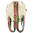 ThreadHeads Hemp Mini Backpack with Southwestern design, tan with mixed colors, front view