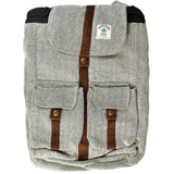 ThreadHeads Himalayan Hemp Backpack with Suede Trim, Black & White, Front View