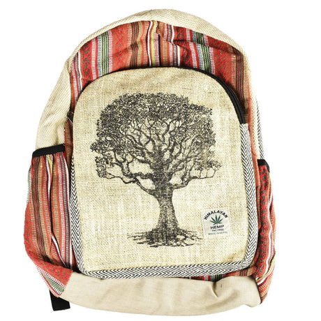 ThreadHeads Himalayan Hemp Backpack with Tree Silhouette, 12"x16" Front View, Mixed Colors
