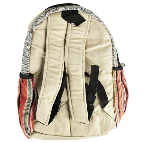 ThreadHeads Hemp Backpack with Tree Silhouette, Tan with Mixed Colors, Front View