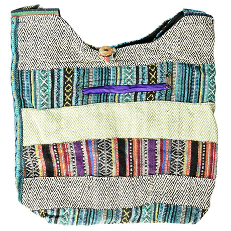 ThreadHeads Multi-Pattern Wide Stripes Sling Bag with colorful design, front view on white background