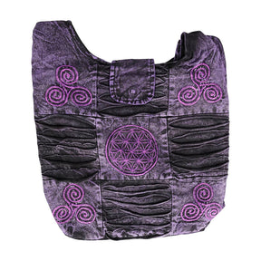 ThreadHeads Razor Cut Flower of Life Shoulder Bag in Assorted Colors, Front View