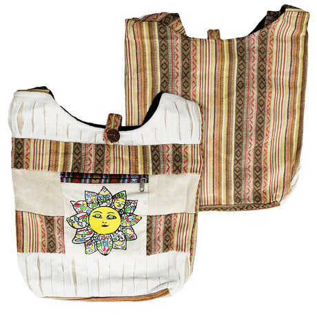 ThreadHeads Razor Cut Patchwork Shoulder Bag with Sun Design, 15" x 15" Assorted Colors