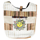 ThreadHeads Razor Cut Patchwork Shoulder Bag with Sun Design, 15" x 15" Size, Front View