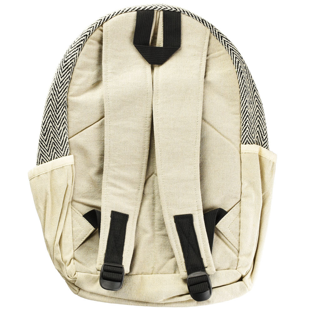 ThreadHeads Southwestern Backpack rear view showing adjustable straps and hemp material