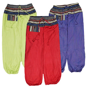 ThreadHeads Southwestern Stripes Harem Pants in assorted colors, 40" length, front view on white background