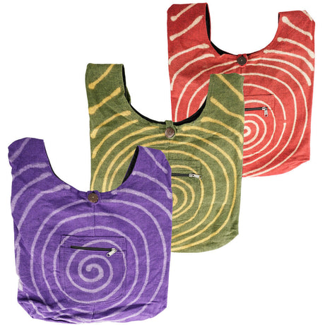 ThreadHeads Spiral Shoulder Bags in assorted colors with zip and button closure