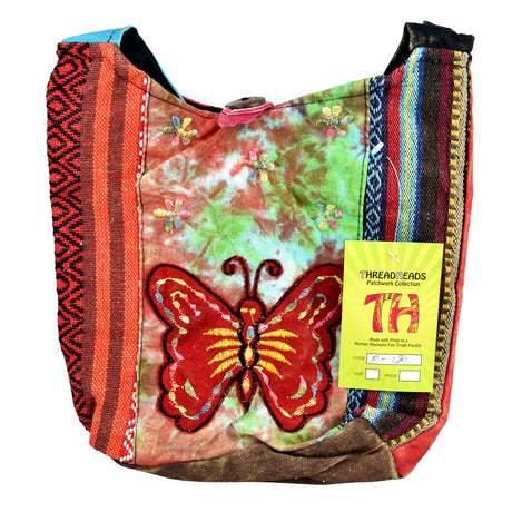 ThreadHeads Tie-Dye Butterfly Cross-body Bag with colorful patterns and adjustable strap