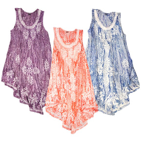 ThreadHeads Tie Dye Umbrella Dresses in Assorted Colors, One Size - Top View