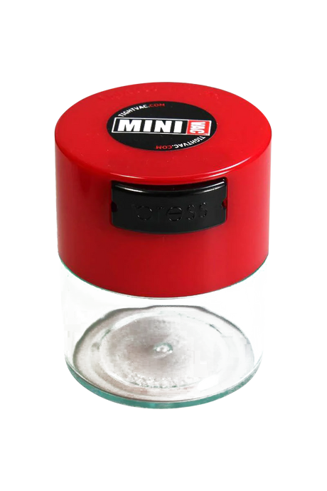 TightVac MiniVac Clear Airtight Storage Container with red lid, front view on white background
