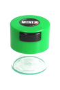 TightVac MiniVac Clear with Green Cap, Airtight Storage Container for Dry Herbs, Front View