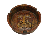 Polyresin Tiki Mask Ashtray with 4.25" Diameter - Top View on Seamless Background