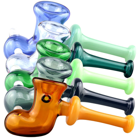 Assorted Pulsar Galoshes Boot Glass Hand Pipes in various colors, 6" size, borosilicate glass