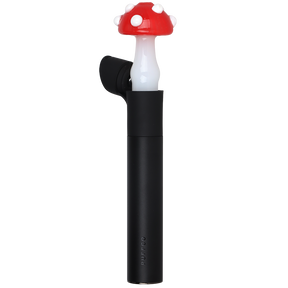Toadstool Puffco Pivot glass attachment, 2.2 inch red mushroom mouthpiece in borosilicate glass