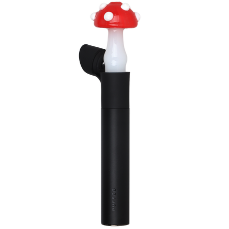 Toadstool Puffco Pivot glass attachment, 2.2 inch red mushroom mouthpiece in borosilicate glass