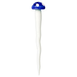 Toadstool Mushroom Twisted Glass Dab Tool by All Twisted Up, Blue Cap on White Stem, Front View