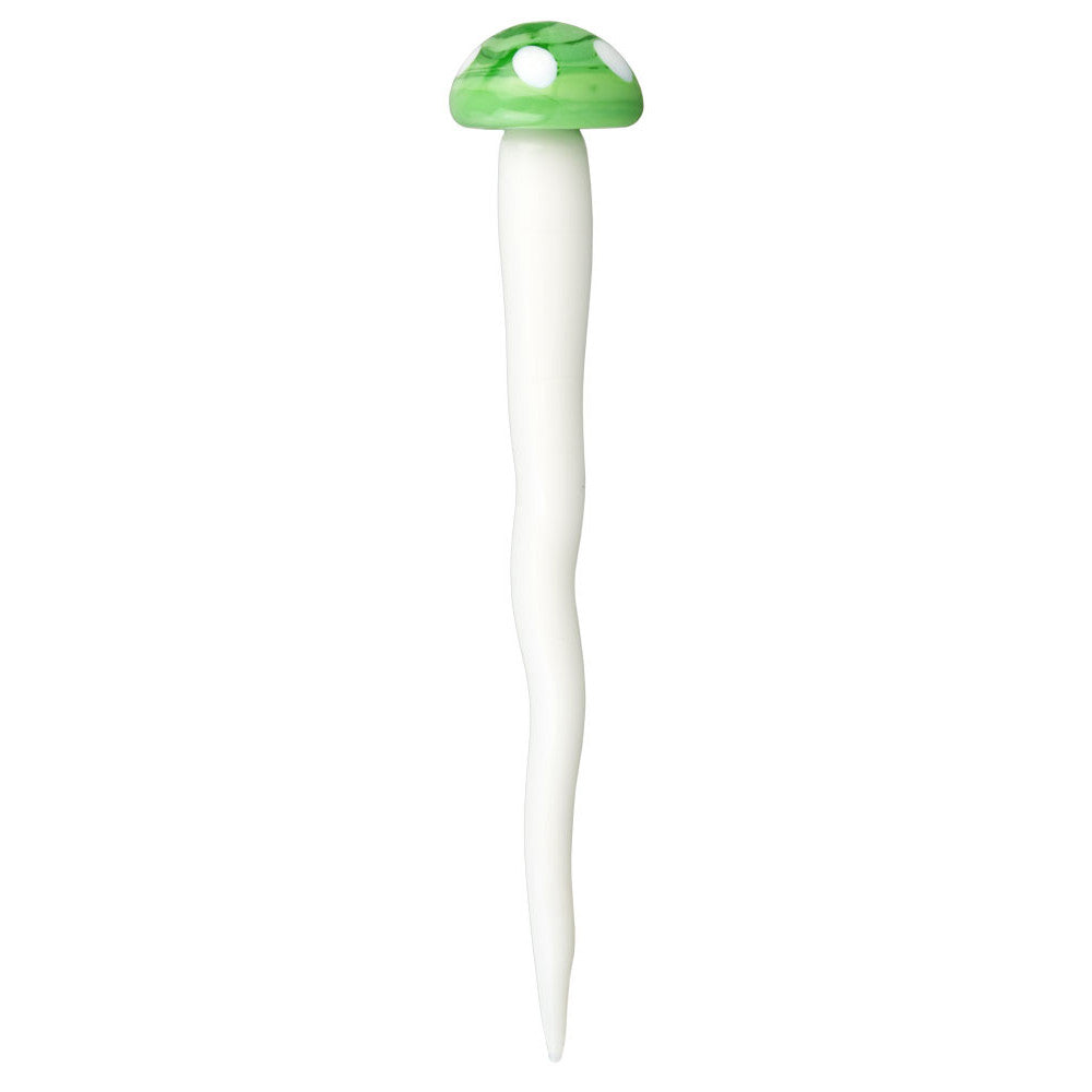 All Twisted Up Toadstool Mushroom Twisted Glass Dab Tool in Green - Front View