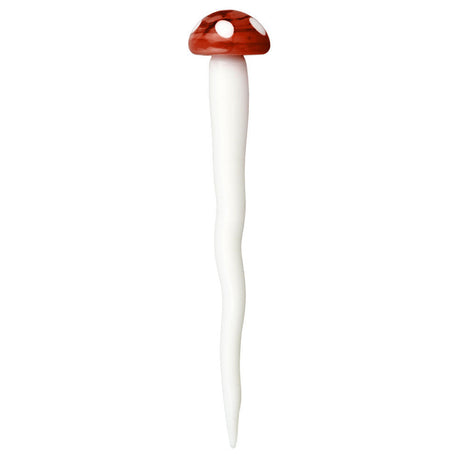 Toadstool Mushroom Twisted Glass Dab Tool by All Twisted Up, Red and White, Front View