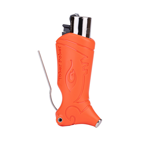 Toker Poker Clipper in Orange with Metal Poker and Tamper, Front View on White Background