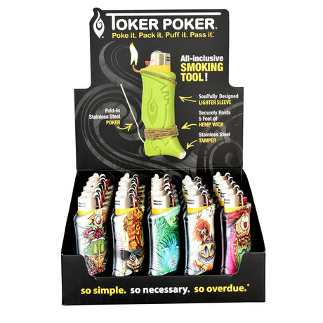 Assorted Sean Dietrich Toker Poker Lighter Sleeves, 25 Pack Display, with Fold-in Poker and Tamper