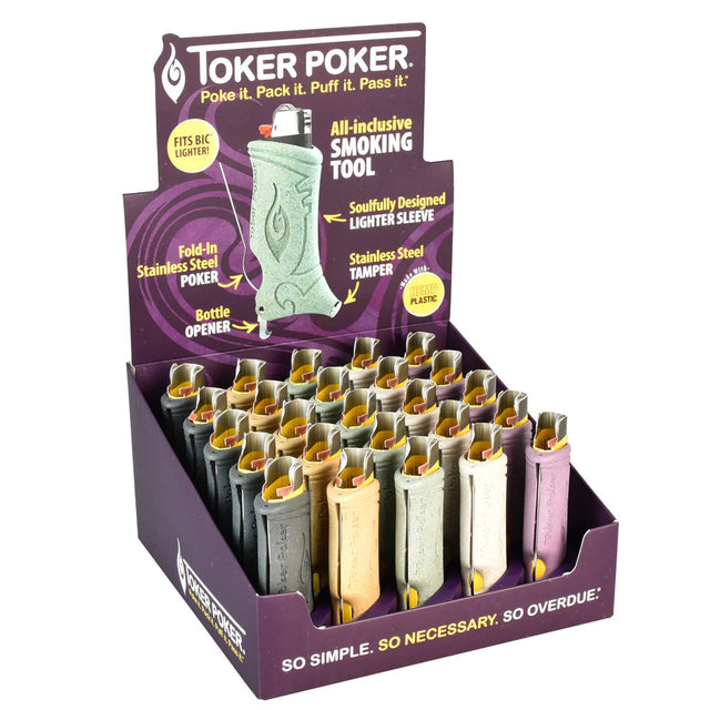 Assorted Toker Poker Hemp Plastic Lighter Sleeves in Display Box, Portable Smoking Tools