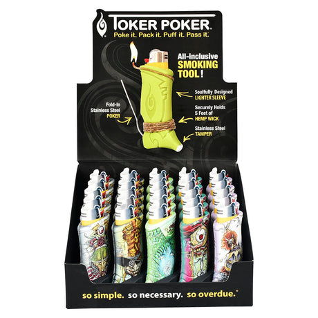 Toker Poker Lighter Sleeves with Alice in Wonderland designs displayed in a 25pc set