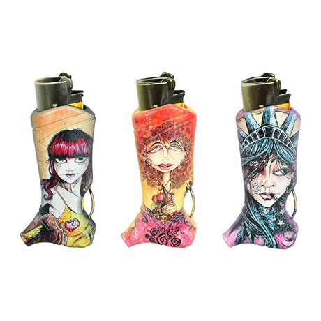 Toker Poker Lighter Sleeves featuring Lady Liberty designs, 25pc display, assorted colors, front view