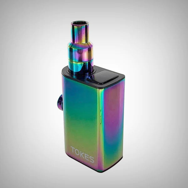 SOC Tokes Dual-Use Wax Vaporizer in Rainbow with 14mm Male Adapter, 650mAh Battery, Portable Design