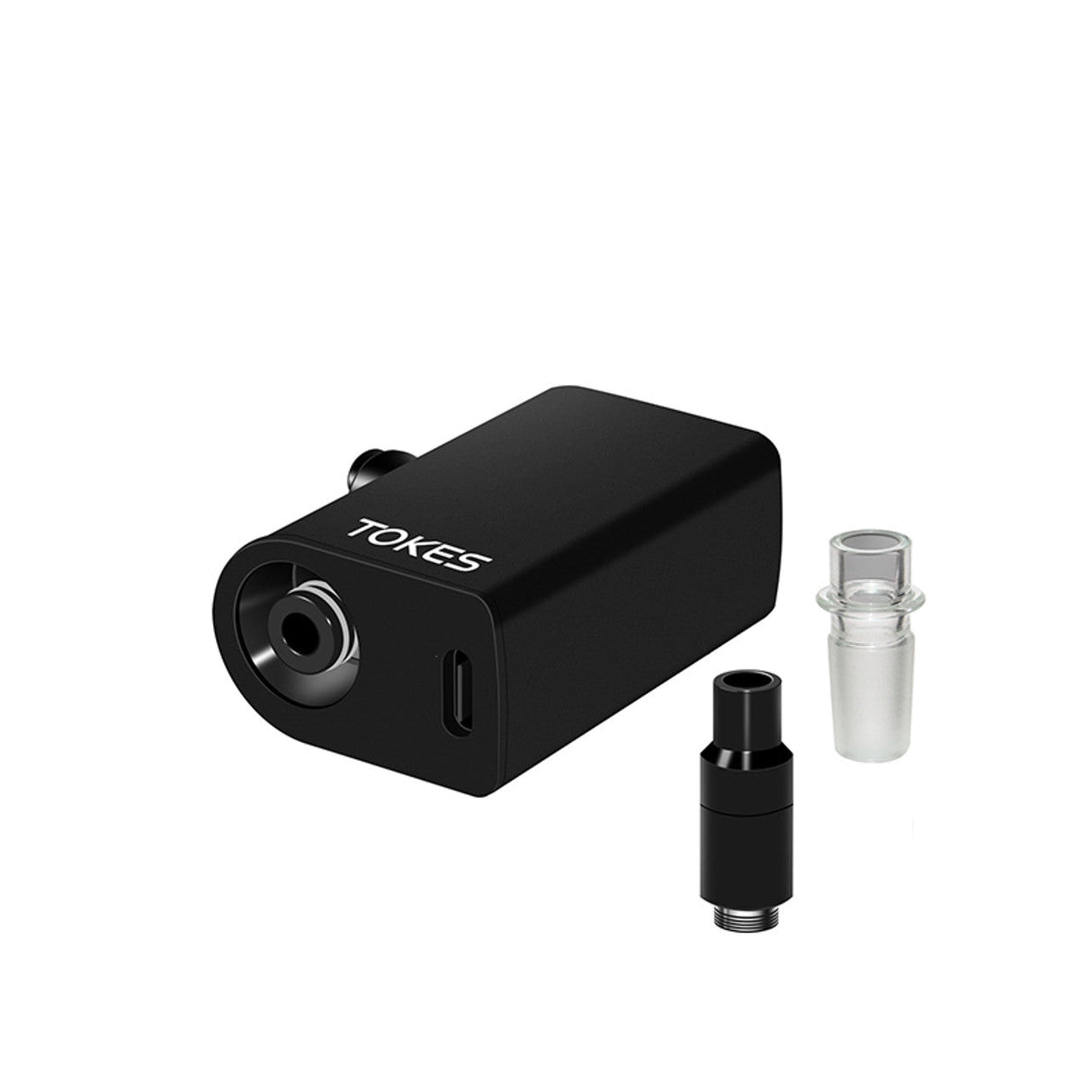 SOC Tokes black dual-use wax vaporizer with 14mm male adapter and 650mAh battery, portable design