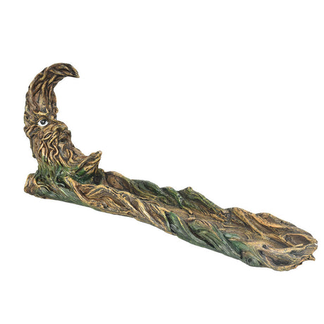 Tree Moon Stick Incense Burner - 11" Polyresin Crafted Side View on White Background