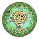 Tree of Life Pentagram Polyresin Round Incense Burner | 4.75"