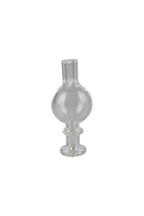 Borosilicate glass triple barrel airflow carb cap for dab rigs, 30mm, front view on white background