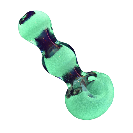 Triple Glow Bubble Fumed Spoon Pipe for Dry Herbs, 4.5" Borosilicate Glass, Angled View